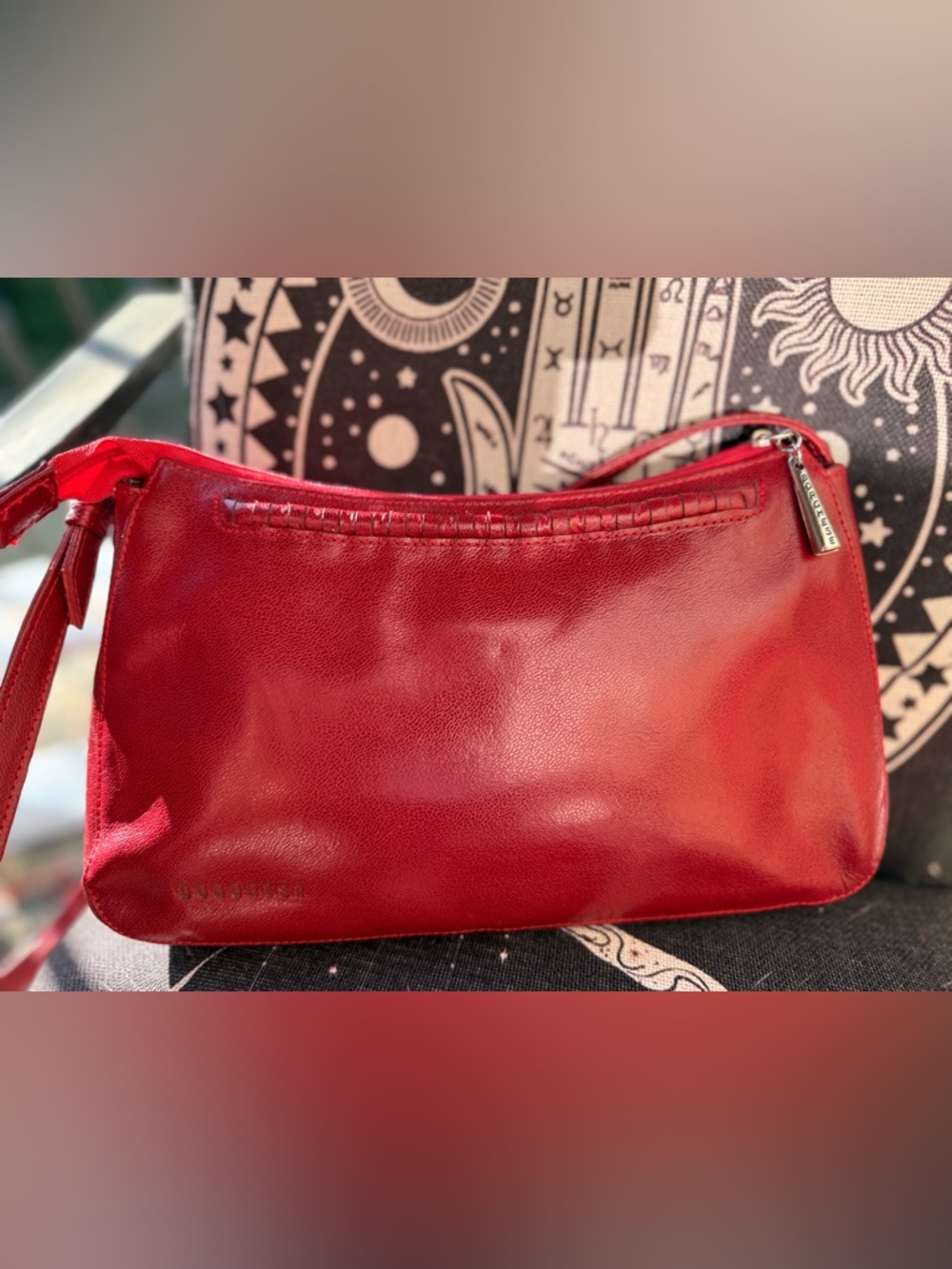 VINTAGE Borghese Red Genuine Leather Pouch  Made in Argentina Rare Boutique Find